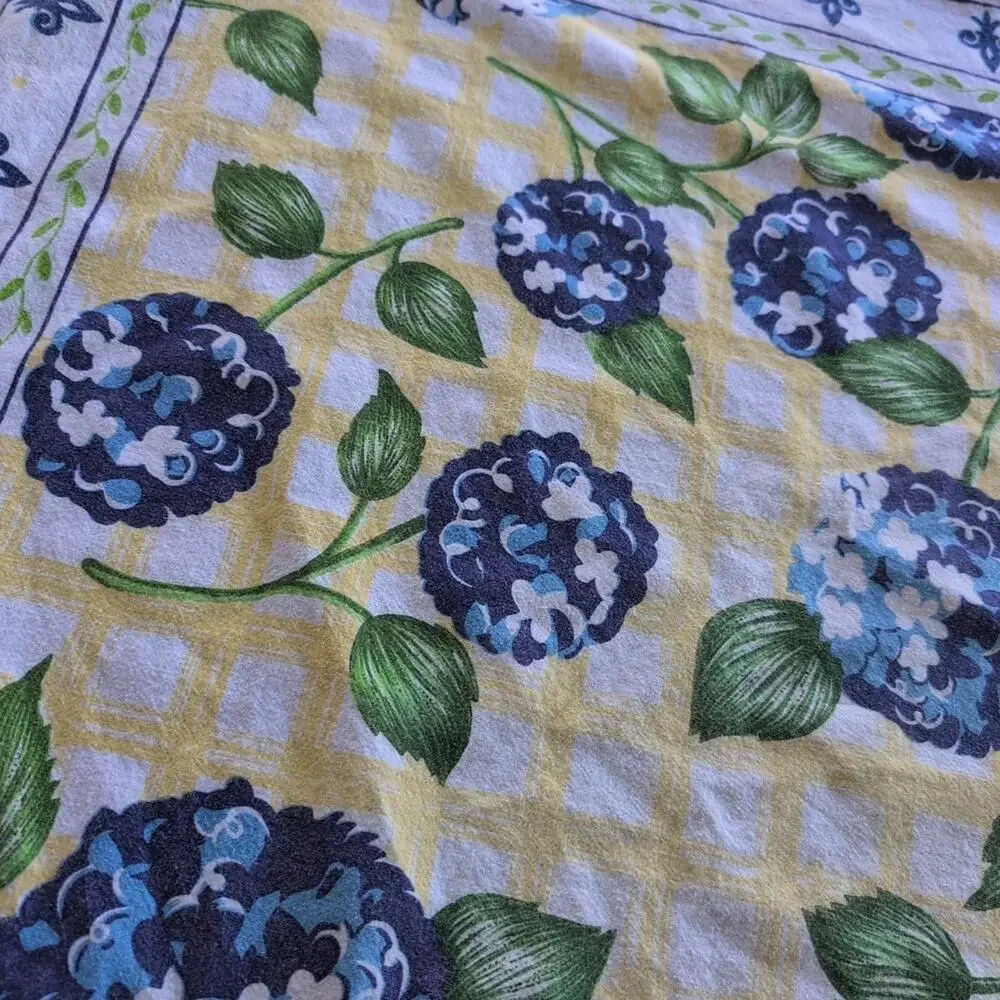 Peggy Walz Artist Series by Western Linen Blue Floral Cotton Tablecloth 50 x 50